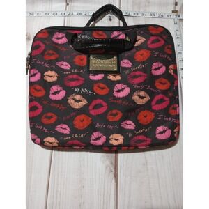 Betseyville Betsey Johnson Laptop Bag Womens Large Pink Red Kiss Lips Print Case